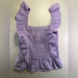 The Impeccable Pig Smocked Ruffle Tank Top‎ – Lavender – Size Small